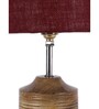Devansh Wood Table Lamp With Maroon Jute Shade