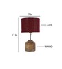 Devansh Wood Table Lamp With Maroon Jute Shade