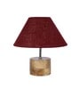 Devansh Wood Table Lamp With Maroon Jute Shade