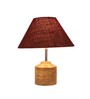 Devansh Wood Table Lamp With Maroon Jute Shade