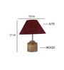 Devansh Wood Table Lamp With Maroon Jute Shade