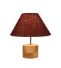 Devansh Wood Table Lamp With Maroon Jute Shade