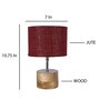 Devansh Wood Table Lamp With Maroon Jute Shade