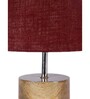 Devansh Wood Table Lamp With Maroon Jute Shade