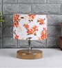 Devansh Wood Table Lamp With Multicolor  Cotton  Shade