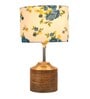 Devansh Wood Table Lamp With Multicolor  Cotton  Shade