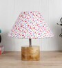Devansh Wood Table Lamp With Multicolor  Cotton  Shade