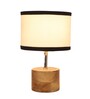 Devansh Wood Table Lamp With Multicolor  Cotton  Shade