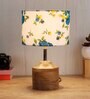 Devansh Wood Table Lamp With Multicolor  Cotton  Shade