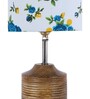 Devansh Wood Table Lamp With Multicolor  Cotton  Shade