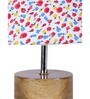 Devansh Wood Table Lamp With Multicolor  Cotton  Shade