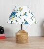 Devansh Wood Table Lamp With Multicolor  Cotton  Shade
