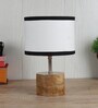 Devansh Wood Table Lamp With Multicolor  Cotton  Shade