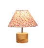 Devansh Wood Table Lamp With Multicolor  Cotton  Shade