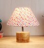 Devansh Wood Table Lamp With Multicolor  Cotton  Shade
