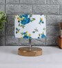Devansh Wood Table Lamp With Multicolor  Cotton  Shade