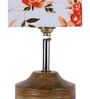Devansh Wood Table Lamp With Multicolor  Cotton  Shade