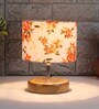 Devansh Wood Table Lamp With Multicolor  Cotton  Shade