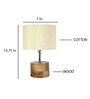 Devansh Wood Table Lamp With Off-White Cotton  Shade