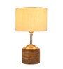 Devansh Wood Table Lamp With Off-White Cotton  Shade
