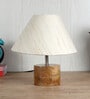 Devansh Wood Table Lamp With Off-White Cotton  Shade