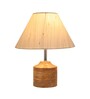 Devansh Wood Table Lamp With Off-White Cotton  Shade