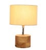 Devansh Wood Table Lamp With Off-White Cotton  Shade