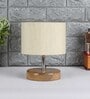Devansh Wood Table Lamp With Off-White Cotton  Shade