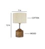 Devansh Wood Table Lamp With Off-White Cotton  Shade