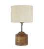Devansh Wood Table Lamp With Off-White Cotton  Shade