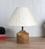 Devansh Wood Table Lamp With Off-White Cotton  Shade