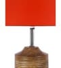 Devansh Wood Table Lamp With Orange Cotton  Shade
