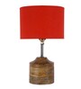 Devansh Wood Table Lamp With Orange Cotton  Shade