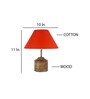 Devansh Wood Table Lamp With Orange Cotton  Shade
