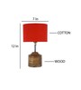 Devansh Wood Table Lamp With Orange Cotton  Shade