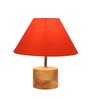 Devansh Wood Table Lamp With Orange Cotton  Shade
