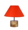 Devansh Wood Table Lamp With Orange Cotton  Shade