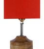 Devansh Wood Table Lamp With Orange Cotton  Shade