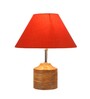 Devansh Wood Table Lamp With Orange Cotton  Shade