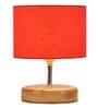 Devansh Wood Table Lamp With Orange Cotton  Shade
