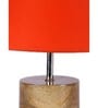 Devansh Wood Table Lamp With Orange Cotton  Shade