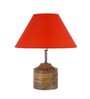 Devansh Wood Table Lamp With Orange Cotton  Shade