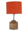 Devansh Wood Table Lamp With Orange Jute Shade