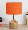 Devansh Wood Table Lamp With Orange Jute Shade