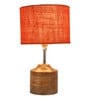 Devansh Wood Table Lamp With Orange Jute Shade