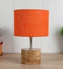 Devansh Wood Table Lamp With Orange Jute Shade