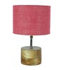 Devansh Wood Table Lamp With Pink Jute Shade
