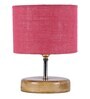 Devansh Wood Table Lamp With Pink Jute Shade