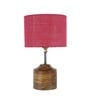 Devansh Wood Table Lamp With Pink Jute Shade