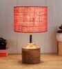 Devansh Wood Table Lamp With Pink Jute Shade